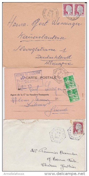 Lot De 13 CAD Manuelles Après 1960 (Dordogne) Périgueux, Cherveix, St Michel De Double... - Handstempel