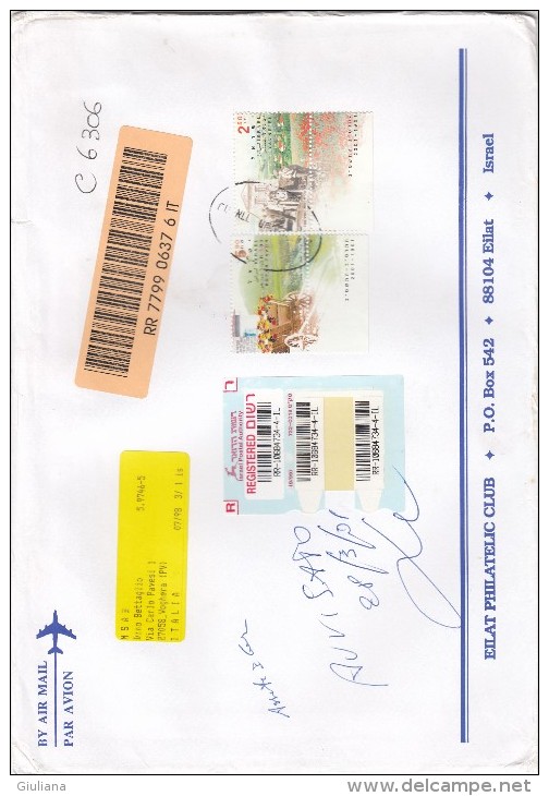 Isreaele 2001  - Lettera Racc. X L´Italia Affrancata Con 2 Stamps - Lettres & Documents