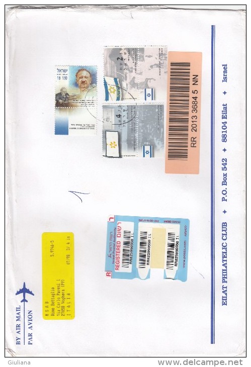 Isreaele 2003  - Lettera Racc. X L´Italia Affrancata Con 3 Stamps - Brieven En Documenten