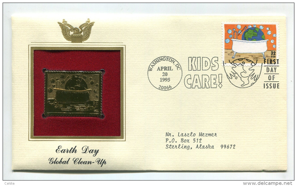 C Great Americans "" Earth Day - Global Clean-Up """ Gold Stamp Replica 1964 FDC/bu/UNC - Otros & Sin Clasificación