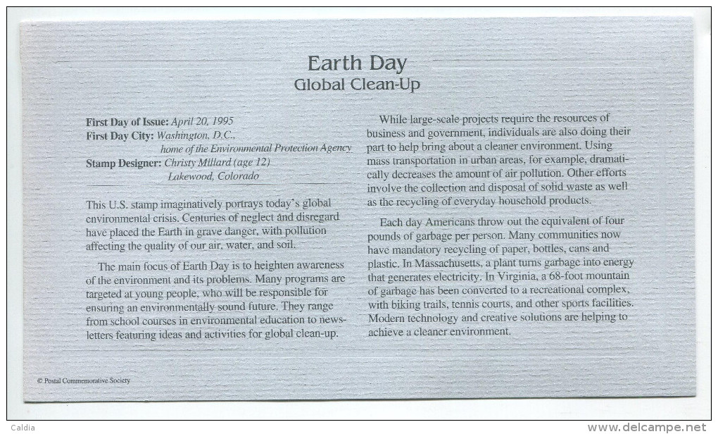 C Great Americans "" Earth Day - Global Clean-Up """ Gold Stamp Replica 1964 FDC/bu/UNC - Autres & Non Classés