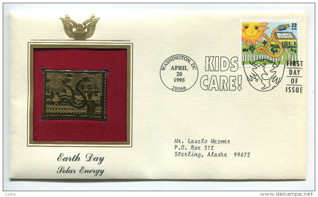 C Great Americans "" Earth Day - Solar Energy """ Gold Stamp Replica 1964 FDC/bu/UNC - Sonstige & Ohne Zuordnung