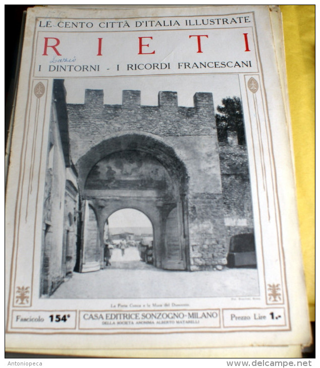 LE 100 CITTA' D'ITALIA ILLUSTRATE, ED. SONZOGNO 1919, RIETI FASCICOLO COMPLETO - Geografia