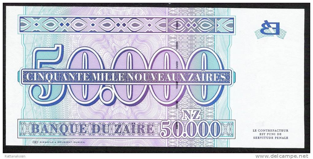 ZAIRE  P74   50.000 ZAIRES   30.1.1996 #G--A Printer: G&D Signature 9    UNC. - Zaire