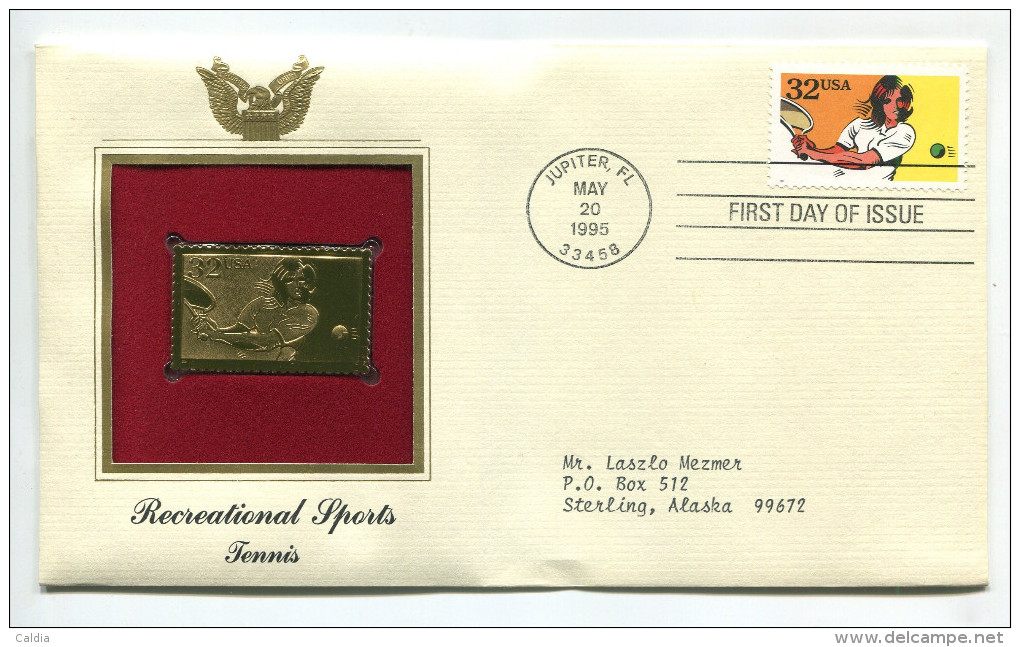 C Great Americans "" Recreational Sports - Tennis """ Gold Stamp Replica 1964 FDC/bu/UNC - Otros & Sin Clasificación