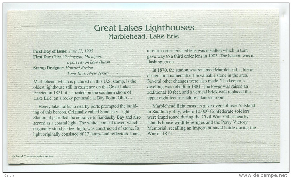 C Great Americans "" Great Lakes Lighthouses - Marblehead - Lake Erie """ Gold Stamp Replica 1964 FDC/bu/UNC - Other & Unclassified