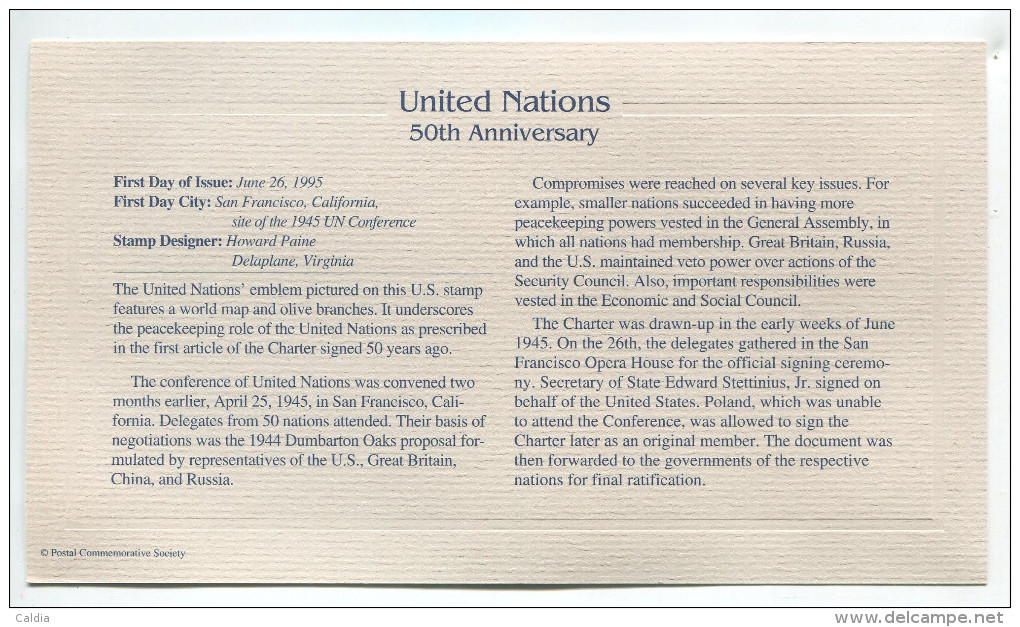 C Great Americans "" United Nations - 50th Anniversary """ Gold Stamp Replica 1964 FDC/bu/UNC - Other & Unclassified