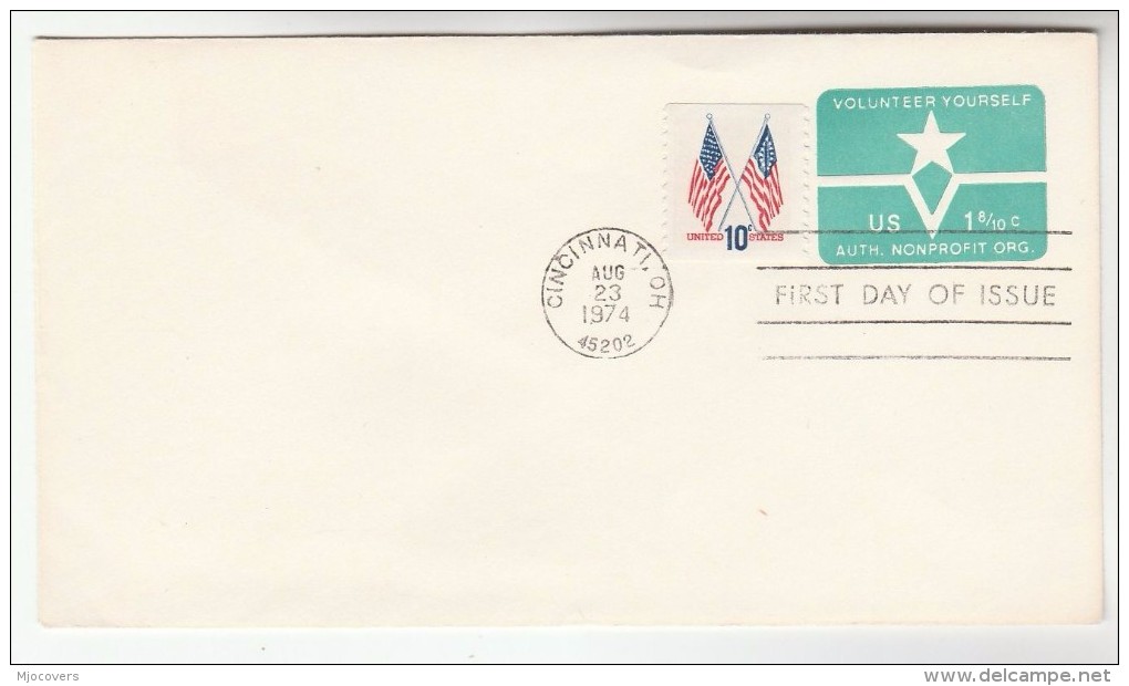 1965 Cincinnati USA 10c Stamps UPRATED 1 8/10c NON PROFIT  Postal  STATIONERY COVER Pmk FIRST DAY OF ISSUE - 1961-80