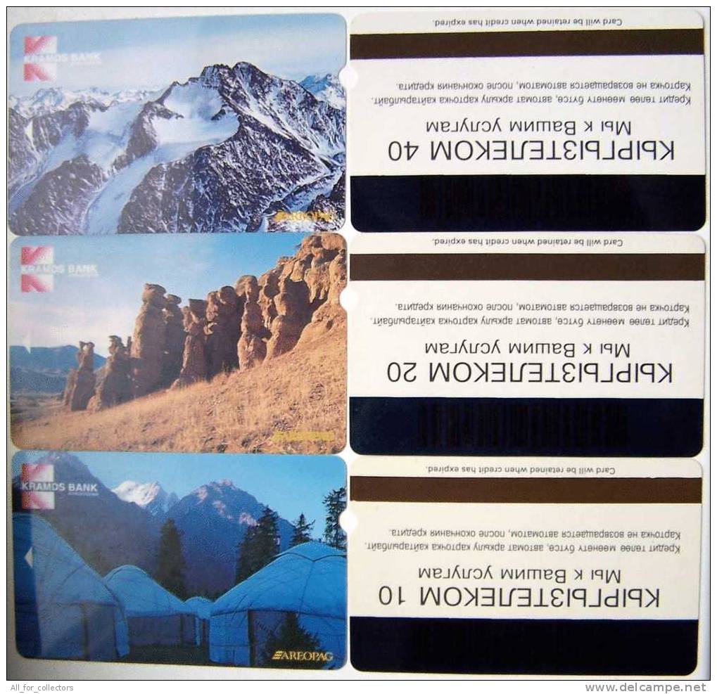 Lot Of 3 First (!) Phone Cards Cartes From KYRGYZSTAN Kirgisistan Kirghizistan, ALCATEL, Landscape Paysage Landschaft - Kirgisistan