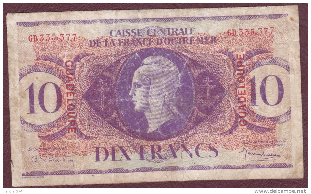 Caisse Centrale De La France D’Outre-Mer. GUADELOUPE 10 Francs 1944. Rare - Autres & Non Classés