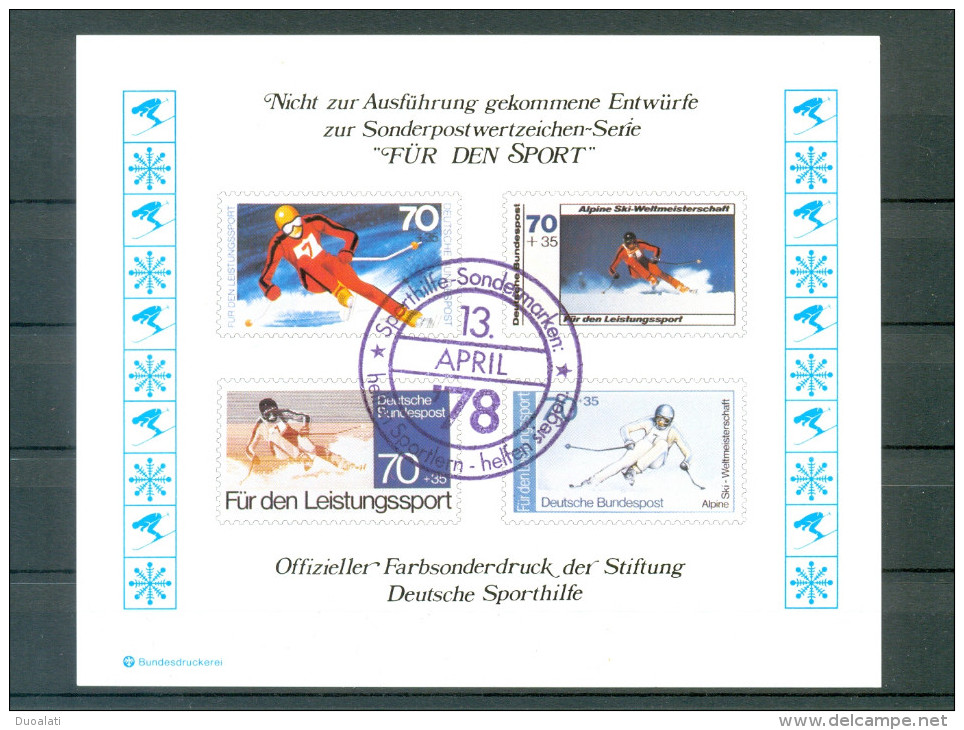 Germany 1978 Für Den Sport Offizieller Farbsonderdruck Stiftung Deutsche Sporthilfe Helping Sport Skiing Schilauf 2 - Otros & Sin Clasificación