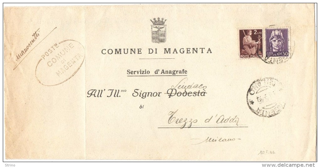 R843) UMBERTO II MANOSCRITTO A TARIFFA RIDOTTA Del 10.5.46 - Storia Postale