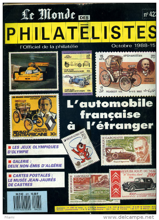 Le Monde Des Philatelistes N.423 10/1988,Strasbourg,timbre Factice,vignette Essai,olympiades,automobile,vignette Automob - Französisch (ab 1941)