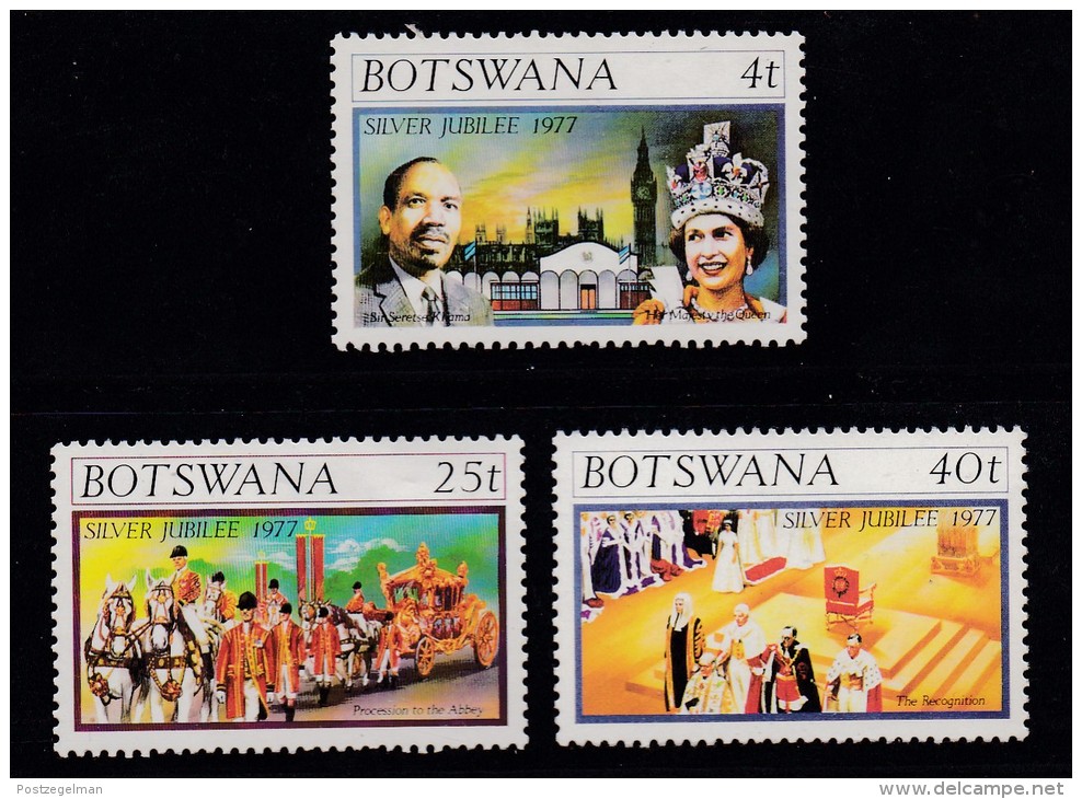 BOTSWANA, 1977, Mint Hinged Stamps , QEII Jubilee, 179-181 , #729 - Botswana (1966-...)