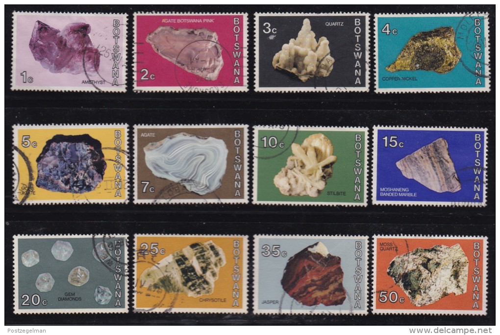 BOTSWANA, 1974, Cancelled Stamps , Definitives Minerals (12 Values Only), 114=127 , #674 - Botswana (1966-...)