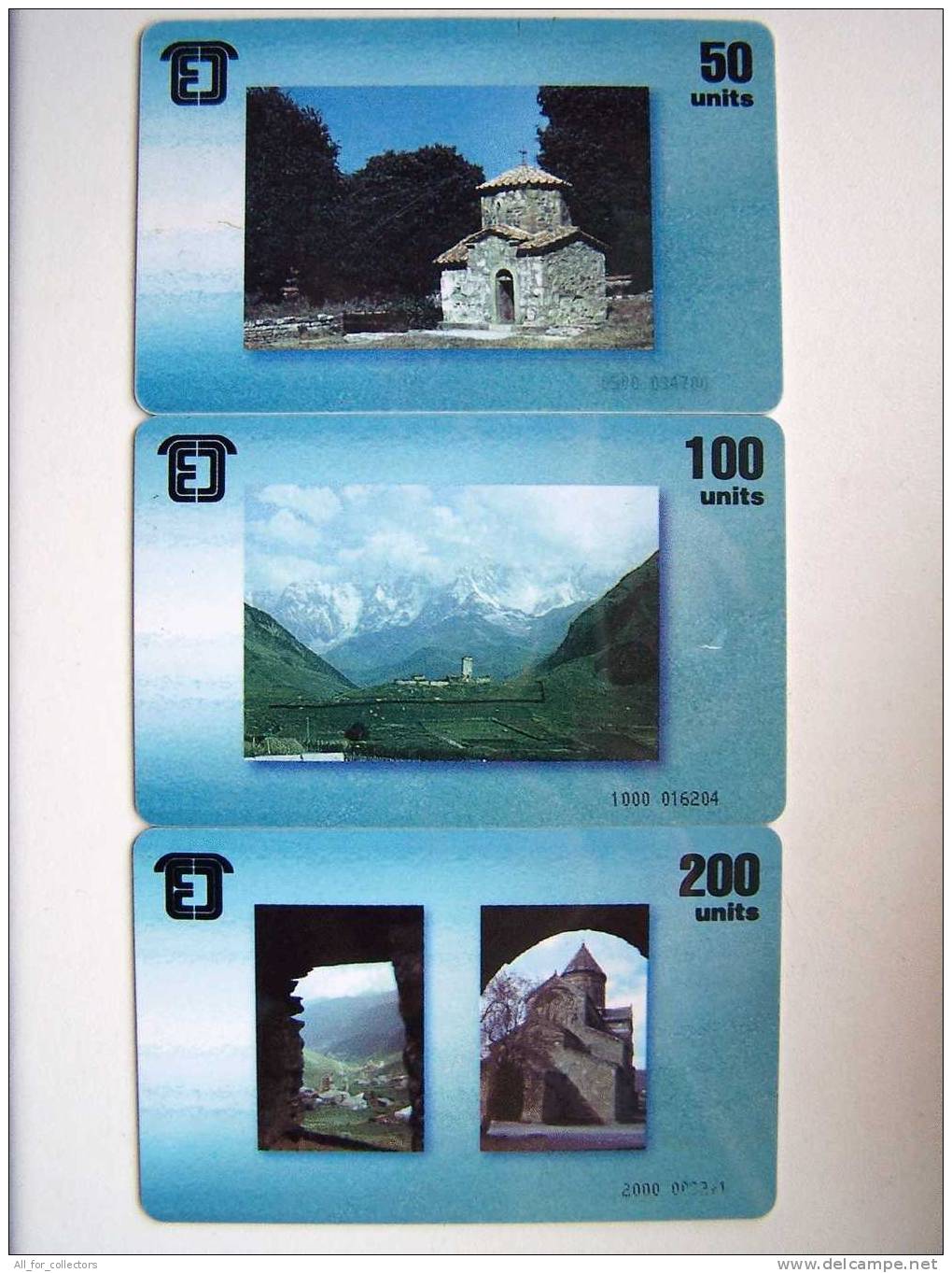 Set Of 3 Chip Cards Cartes Karten From GEORGIA Georgie Georgien. Church Mountains Landscape Eglise Kirche Paysages Berg - Georgia