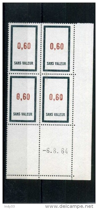 - FRANCE . TIMBRES FICTIFS . BLOC DE 4 BORD DE FEUILLE AVEC DATE . - Phantom