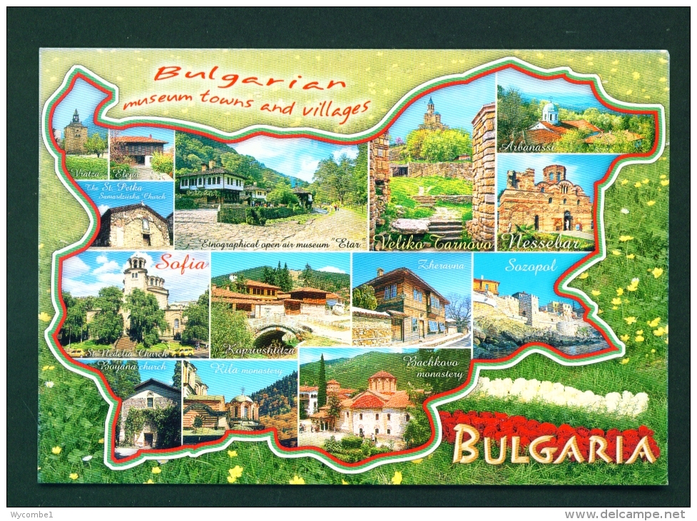 BULGARIA  -  Multi Views In Map Outline  Unused Postcard - Bulgaria