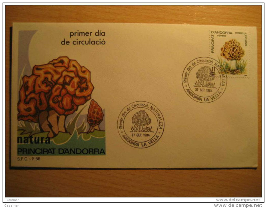 ANDORRA 1984 Murga Morchella Setas Champignons Mushrooms Giftpilze Hongos Fungi Flora Fdc Spd ANDORRE - Lettres & Documents