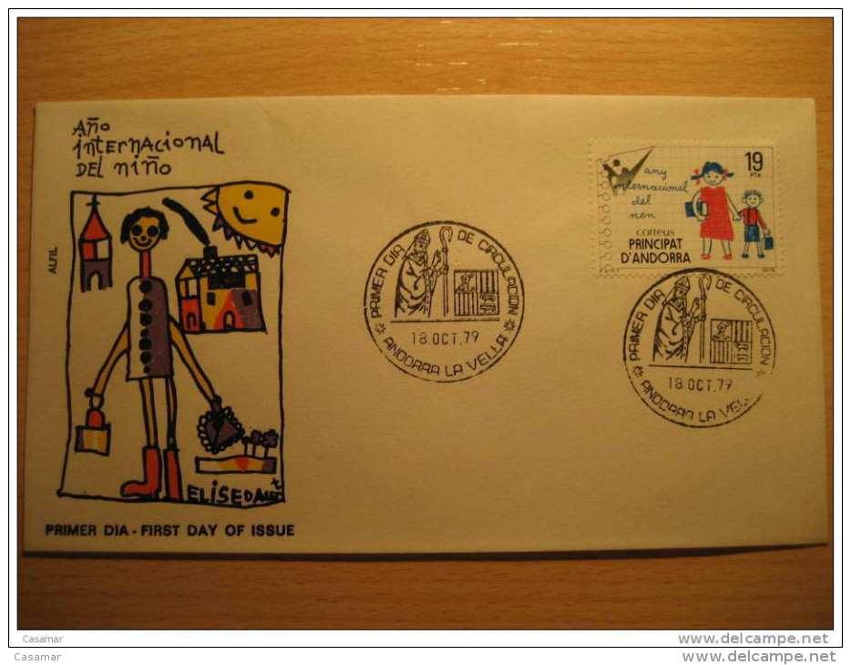 ANDORRA LA VELLA 1979 Año Internacional Niño Nen Child SPD FDC Sobre Cover Andorre - Lettres & Documents