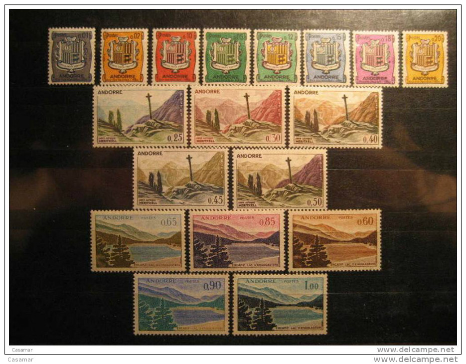 ANDORRA Yvert 153A/164 Hinged Set18 Stamps Escudo Arm Siege Crew Creu Gothique Meritxell Encamp Engolasters Lake ANDORRE - Nuevos