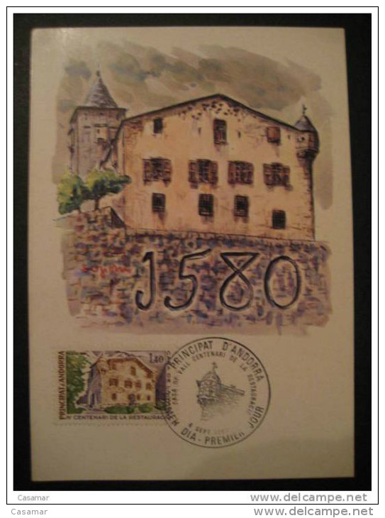 ANDORRA 1980 Centenario Restauracion Casa De La Vall Romanico Romanic Romaine Maxima Maxi Card Maximum Card Andorre - Cartoline Maximum