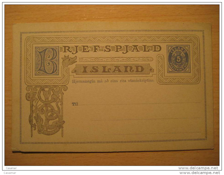 Sland 5 Aur Postal Stationery Card Rjefspjald - Interi Postali