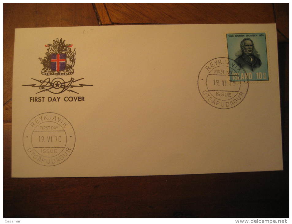 REYKJAVIK 1970 Grimur Thomsen Stamp Fdc On Cover Iceland Island - Cartas & Documentos