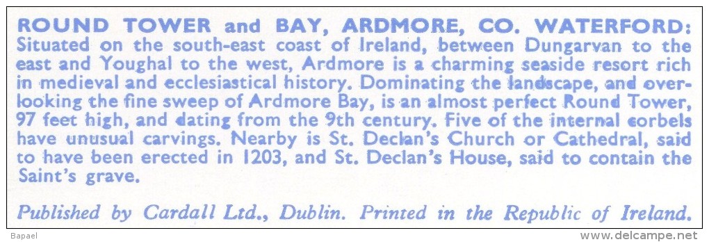 Ardmore (Irlande) - Round Tower And Bay (+ Description Du Verso) - Waterford