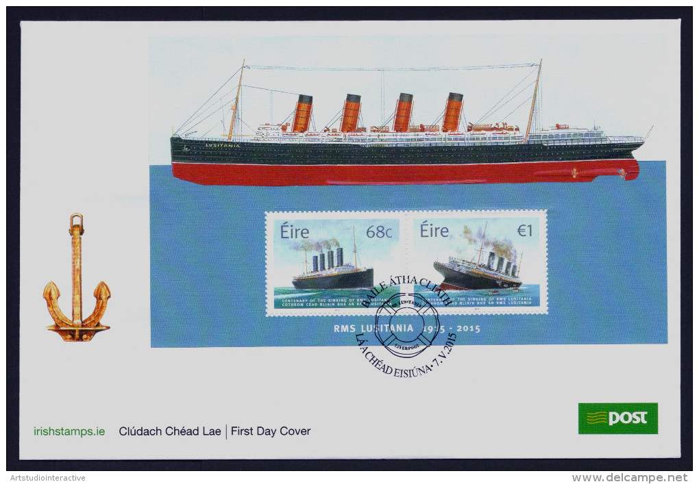 2015 IRELAND "CENTENARY OF WORLD WAR I / THE LOSS OF RMS LUSITANIA" FDC - FDC