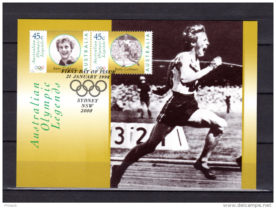 AUSTRALIE 2000 : Carte Maximum Et PAP Neuf " LEGENDES OLYMPIQUES D´AUSTRALIE BETTY CUTHBERT ". Voir Scan. Parf état. CM - Sommer 2000: Sydney