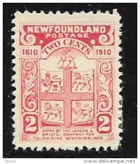 Newfoundland, Scott # 88 Mint Hinged Arms Of London And Bristol Co, 1910 - 1908-1947