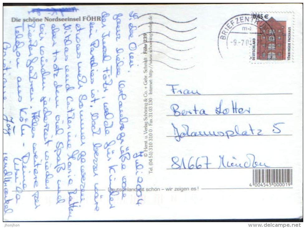 Germany - Postcard Circulated In 2004 - Nordseeinsel FOHR - 2/scans - Föhr