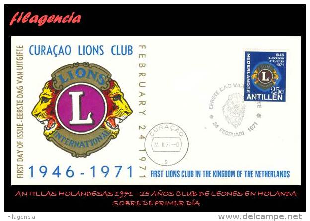 AMERICA. CARIBE ANTILLAS HOLANDESAS SPD-FDC. 1971 25 AÑOS DEL CLUB DE LEONES DE LA CIUDAD DE CURAZAO - West Indies