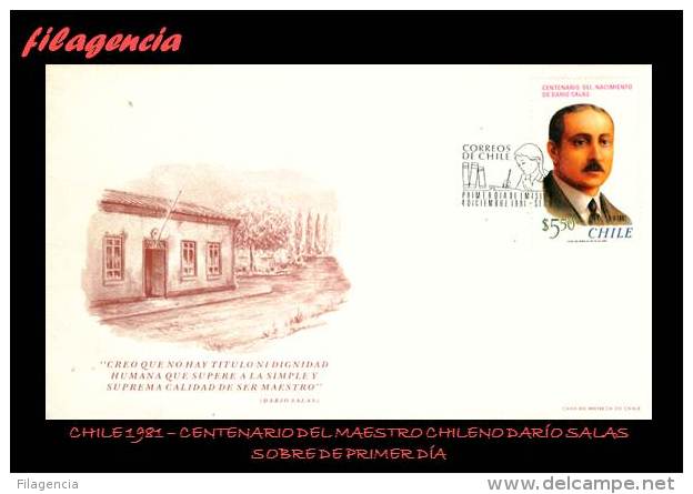 AMERICA. CHILE SPD-FDC. 1981 CENTENARIO DEL MAESTRO CHILENO DARÍO SALAS - Chile