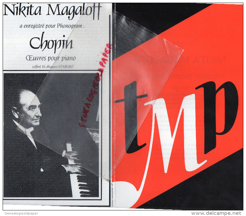 75 - PARIS - PROGRAMME THEATRE LE CHATELET- RECITAL PIANO NIKITA MAGALOFF- CHOPIN-1982-PUB PERRIER-VALENTINO-PACO RABANE