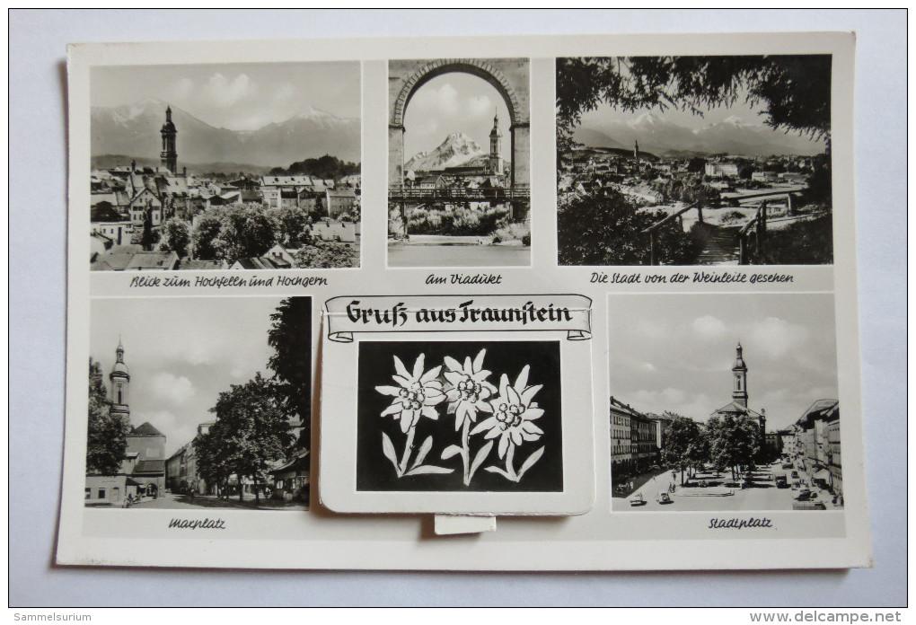 (8/6/60) AK "Gruß Aus Traunstein" Mehrbildkarte Mit Aufklappbarem Fenster Und Leporello Mit 10 Weiteren Ansichten - Traunstein