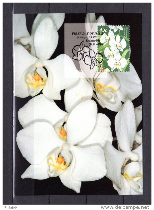 &#9989; " ORCHIDEE " Sur  Carte Maximum Et PAP Neuf D'AUSTRALIE De 1998. Voir Le Scan. Parfait état. CM - Orchidées