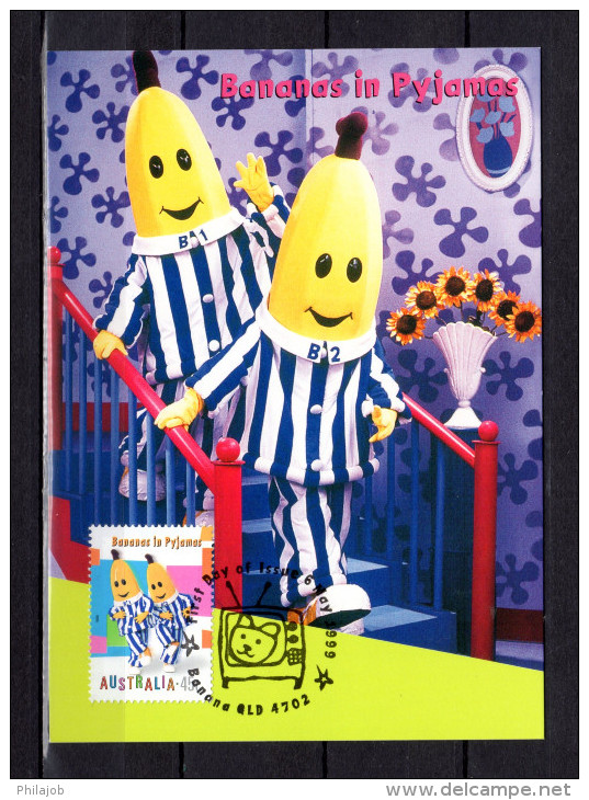 &#9989; " BANANAS IN PYJAMAS " Sur Carte Maximum Et PAP Neuf D'Australie De 1999 . Parfait état. CM - Marionetten