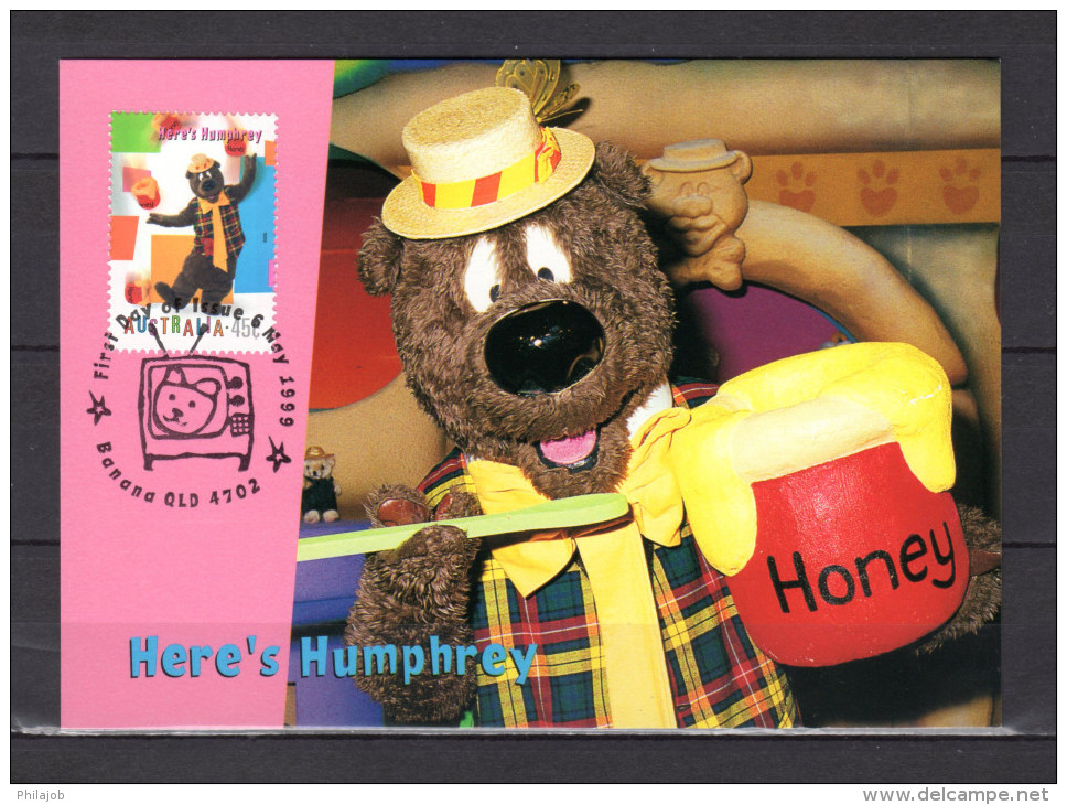 &#9989; " HERE'S HUMPHREY " Sur Carte Maximum Et PAP Neuf D'Australie De 1999 . Parfait état. CM - Marionnetten