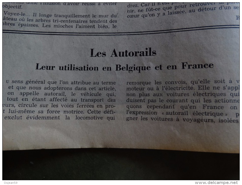 Article Dans "touring Club De Belgique"(01/10/1938) Les Autorails - Leur Utilisation En France Et En Belgique - Chemin De Fer