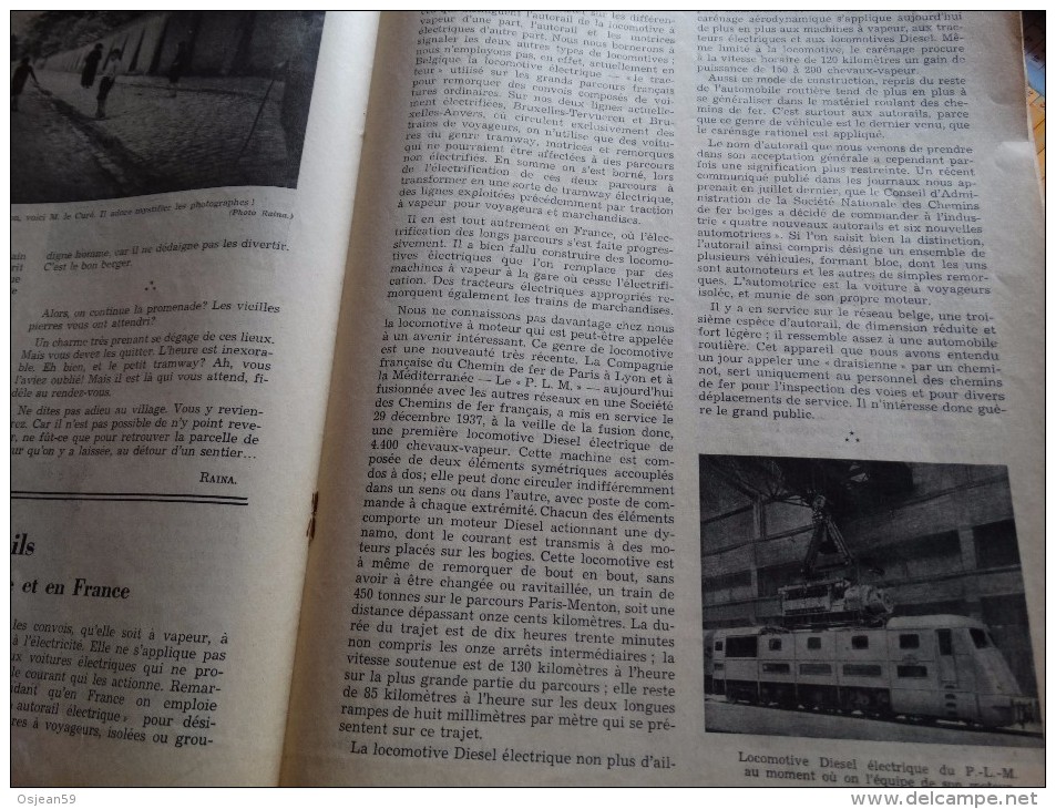 Article Dans "touring Club De Belgique"(01/10/1938) Les Autorails - Leur Utilisation En France Et En Belgique - Chemin De Fer