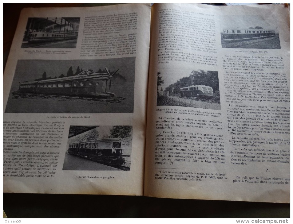 Article Dans "touring Club De Belgique"(01/10/1938) Les Autorails - Leur Utilisation En France Et En Belgique - Eisenbahnverkehr