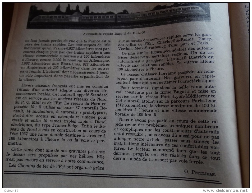 Article Dans "touring Club De Belgique"(01/10/1938) Les Autorails - Leur Utilisation En France Et En Belgique - Ferrocarril