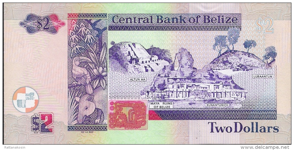 BELIZE P66d  2  DOLLARS   2011 #DJ     UNC. - Belize