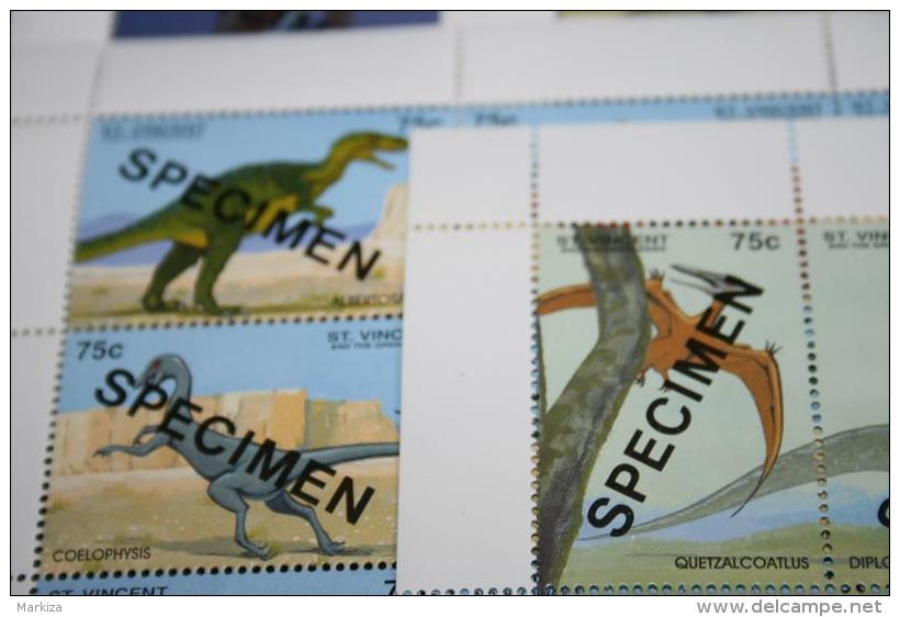 Prehistoric  Dinosaur  ST. Vincent Overprint  SPECIMEN - Prehistorics