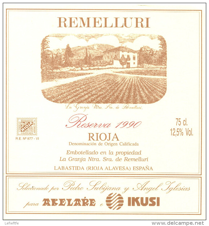 Lot 12 étiquettes Vins Cave REMELLURI Rioja Espagne - Dont 1 Pour Bouteille Impériale De 600 Ml. - Other & Unclassified