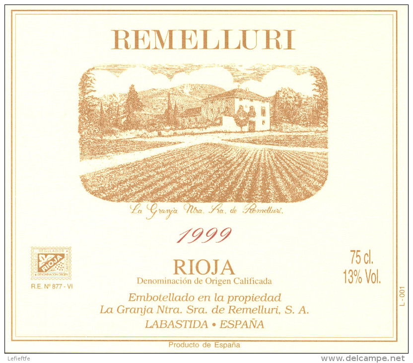 Lot 12 étiquettes Vins Cave REMELLURI Rioja Espagne - Dont 1 Pour Bouteille Impériale De 600 Ml. - Autres & Non Classés