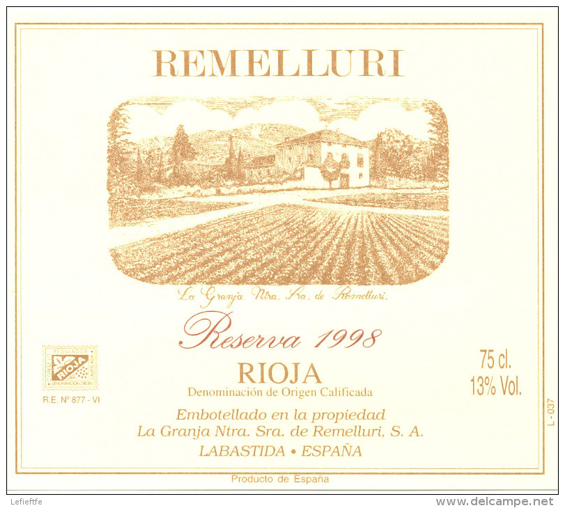 Lot 12 étiquettes Vins Cave REMELLURI Rioja Espagne - Dont 1 Pour Bouteille Impériale De 600 Ml. - Sonstige & Ohne Zuordnung