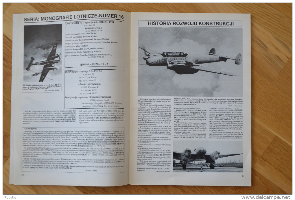 Poland Aviation Magazine Messerschmitt BF 110  1994 - Autres & Non Classés